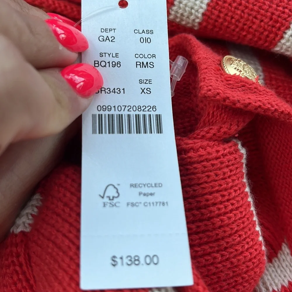 NWT J.Crew Emilie Patch-Pocket Sweater Lady Jacket In Red Moroccan Sand